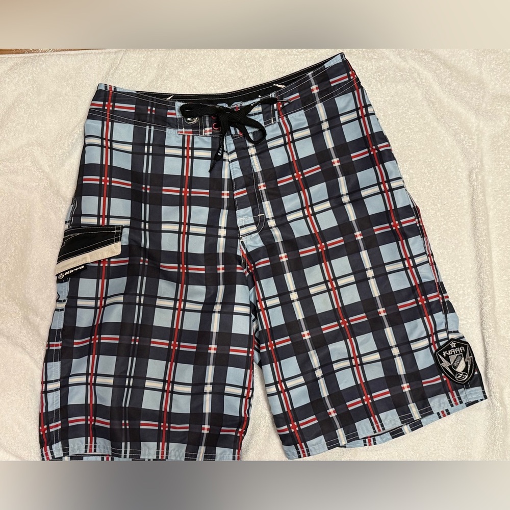 Kirra Men’s 29 Black and Red Board Shorts Swimwear